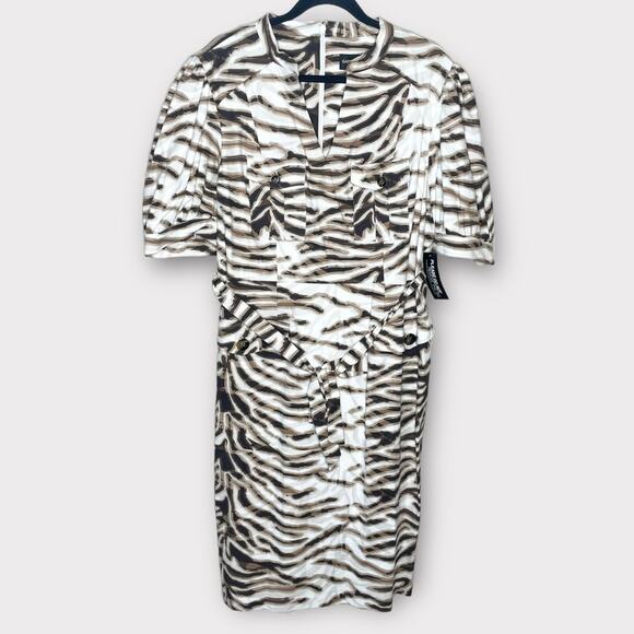 NWT GABRIELLE UNION NY & CO animal print short dress size XXL brown/tan/cream - Picture 2 of 8